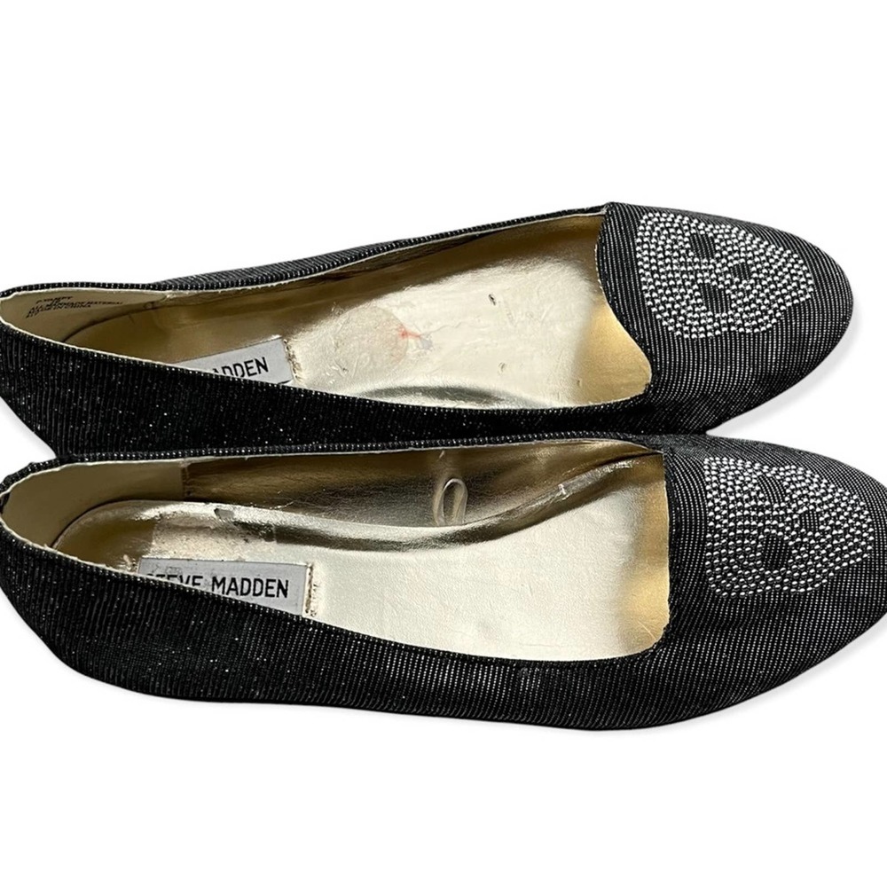 STEVE MADDEN women’s Vampy Silver and black Skull casual Flats Goth size 10 - Picture 3 of 6